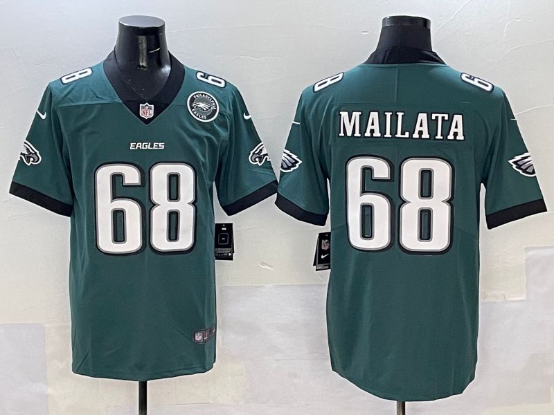 Men Philadelphia Eagles 68 Mailata Green New Nike Limited 2025 NFL Jersey style 2